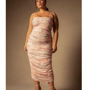 Eloquii Floral Ruched Wedding Guest Dress